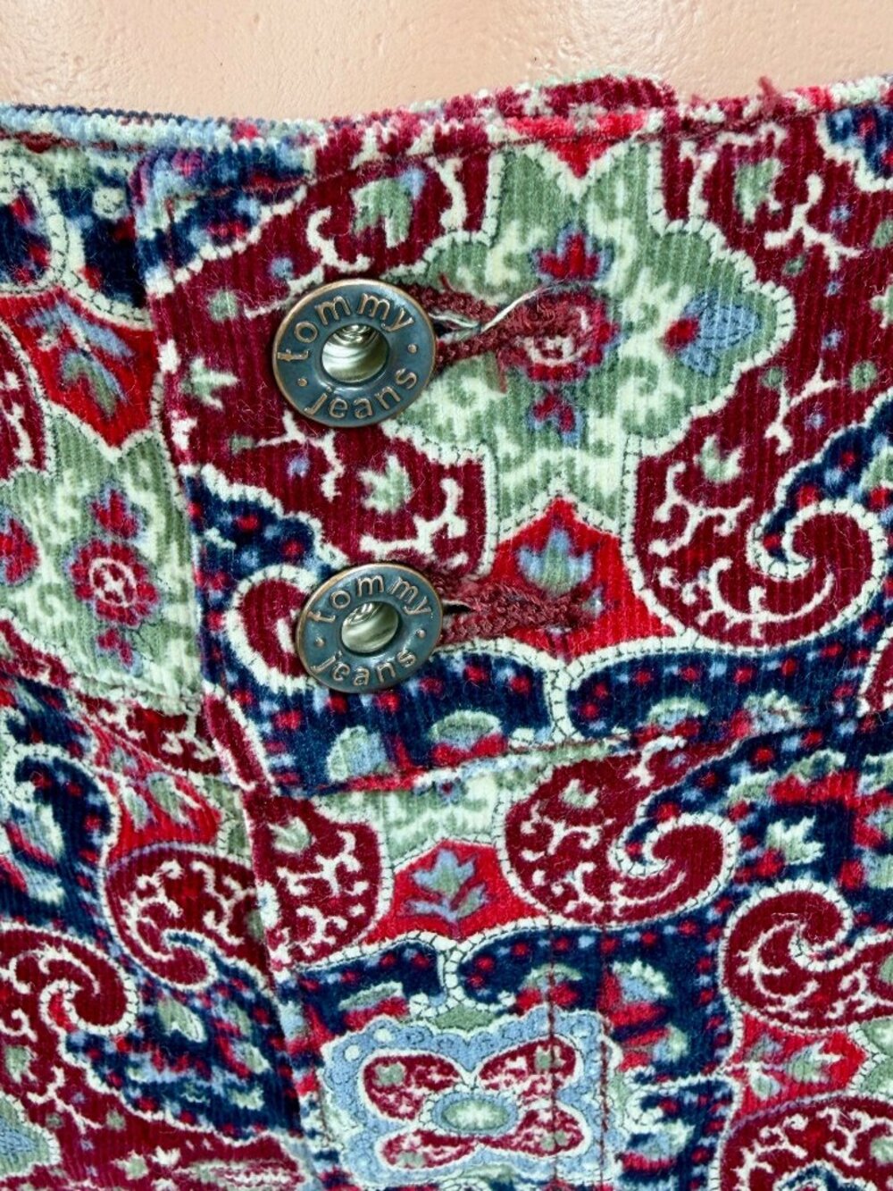 VTG NWT Tommy Hilfiger Paisley Floral Wide Leg Corduroy Jeans | Boho Grunge Y2K - Picture 4 of 16